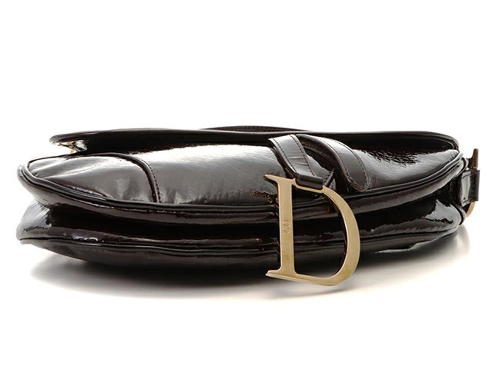 Christian Dior Trotter Saddle Bag Enamel Brown - Picture 3 of 6